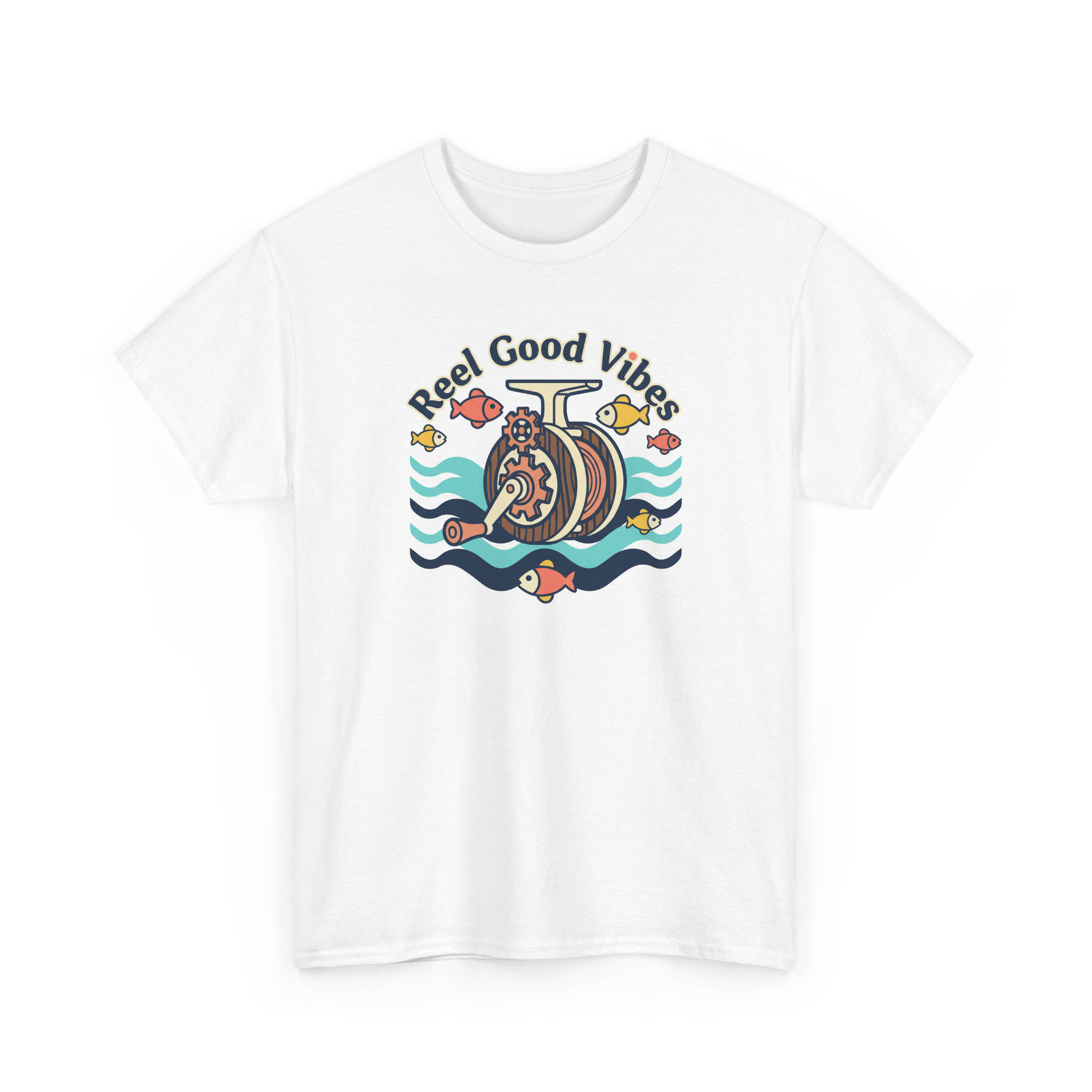 Vintage Fishing Reel Good Vibes Design mq0tmec32ke - Adult Unisex T-Shirt